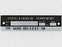 Typskylt Sachs 501/4 CKF