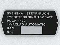 Typskylt TSV 1472 Puch Maxi