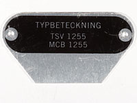 Typskylt TSV 1255 MCB