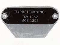 Typskylt TSV 1252 MCB