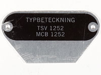 Typskylt TSV 1252 MCB