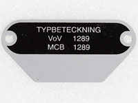 Typskylt VoV 1289 MCB