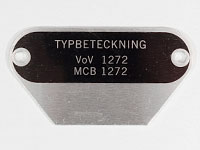 Typskylt VoV 1272 MCB