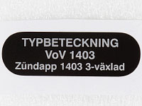 Typskylt VoV 1403 Zndapp