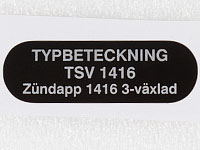 Typskylt TSV 1416 Zündapp KS50/540