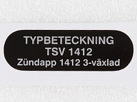 Typskylt TSV 1412. KS50 Sport, typ 529-10