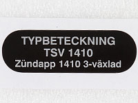 Typskylt TSV 1410, KS50 Sport/529