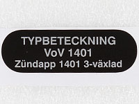 Typskylt VoV 1401 Combinette 1401
