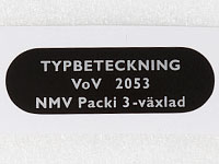 Typskylt PUCH Packi 3 vxlad VoV 2053