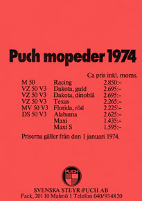 Prislista 1974