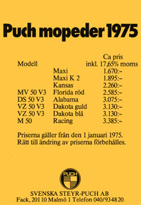 Prislista 1975